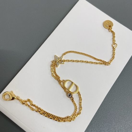 Christian Dior CD Double Layered Star Charm Bracelet