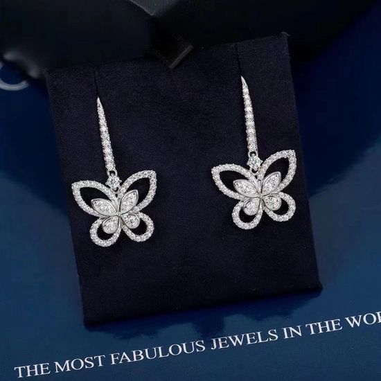 Graff Long Butterfly Drop Earrings with Diamonds
