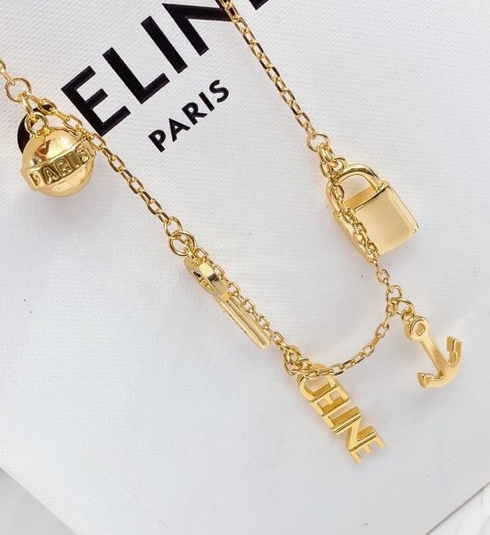 Celine Multi Charm Metal Necklace