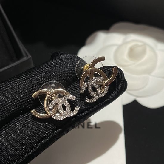 Chanel Two Tone Overlap Drop Earrings