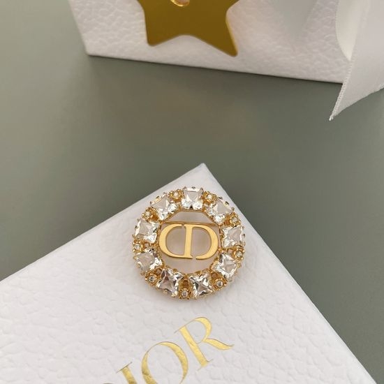 Christian Dior CD Hollow Crystal Circle Brooch