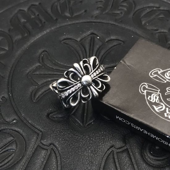 Chrome Hearts Diamond-encrusted Distressed Adjustable Ring