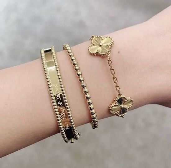 Van Cleef & Arpels VCA Premium Thick Gold Signature Bangle