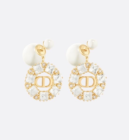Christian Dior CD Rhinestone Stud Earrings Premium Jewelry
