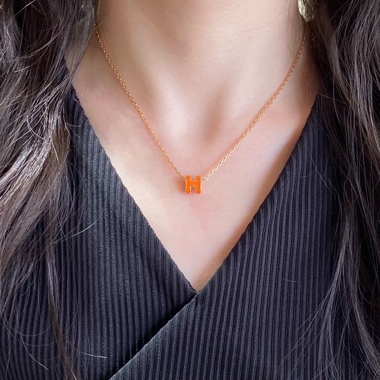 Hermes Classic Enamel Pendant Necklace Hypoallergenic
