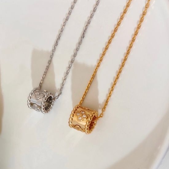 Valentino Clover Beaded Edge Pendant Necklace