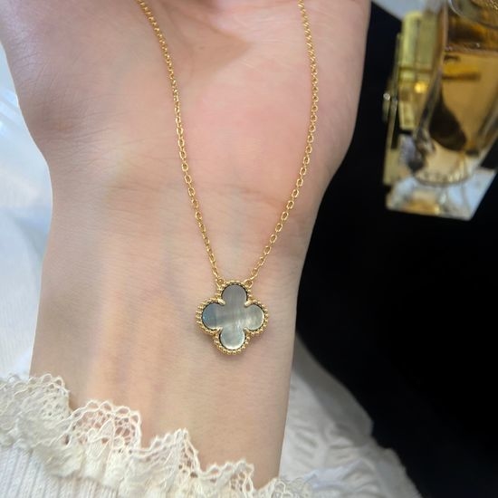 Van Cleef & Arpels VCA Grey Mother of Pearl Clover Necklace