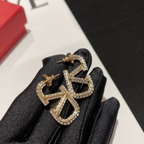 Valentino Full Square Diamond Logo Earrings