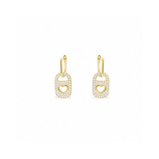 Apm monaco Gold Heart Pull Ring Earrings with Removable Pendant