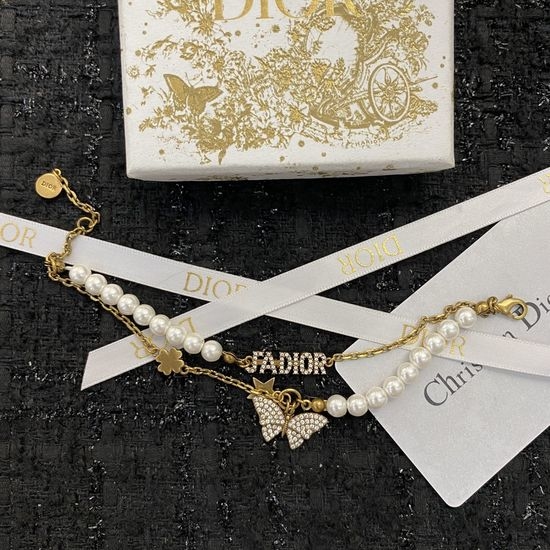 Christian Dior CD Elegant Pearl Double Layer Bracelet