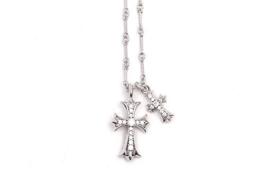 Chrome Hearts Dual Cross Gold Plated Necklace