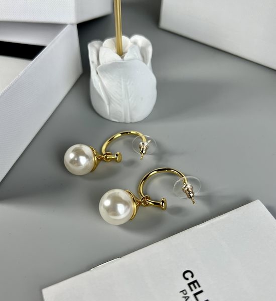 Celine Pearl Stud Earrings Hypoallergenic Elegant Versatile Jewelry