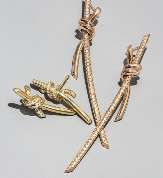 Tiffany & Co. Diamond Inlaid Knot Design Stud Earrings
