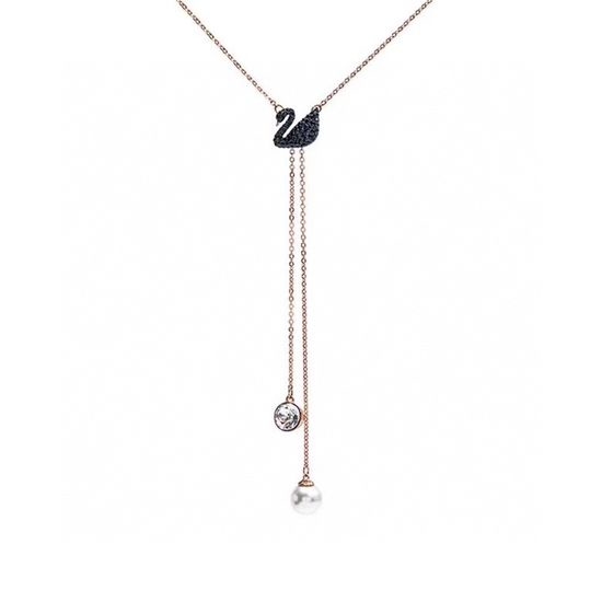 Swarovski Swan Tassel Y-Shaped Pendant Necklace