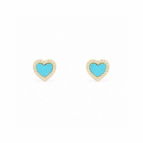 Apm monaco Sky Blue Heart Diamond Stud Earrings