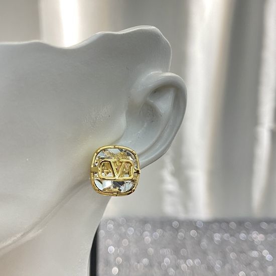 Valentino Crystal Rhinestone Delicate Stud Earrings