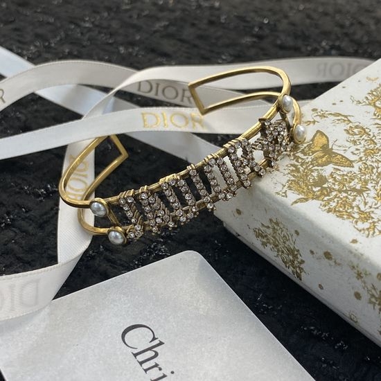 Christian Dior CD Rhinestone Decorated Skin Friendly Bangle