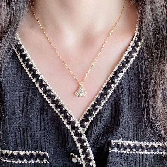 Bvlgari Full Diamond Mini Fan Shape Necklace