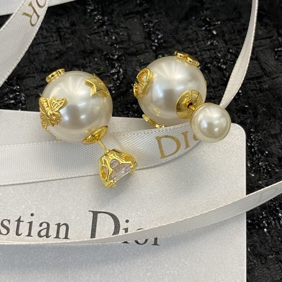 Christian Dior CD Classic Two-tone Bead Stud Earrings