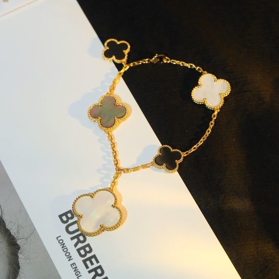 Van Cleef & Arpels VCA Grey Mother of Pearl Clover Bracelet