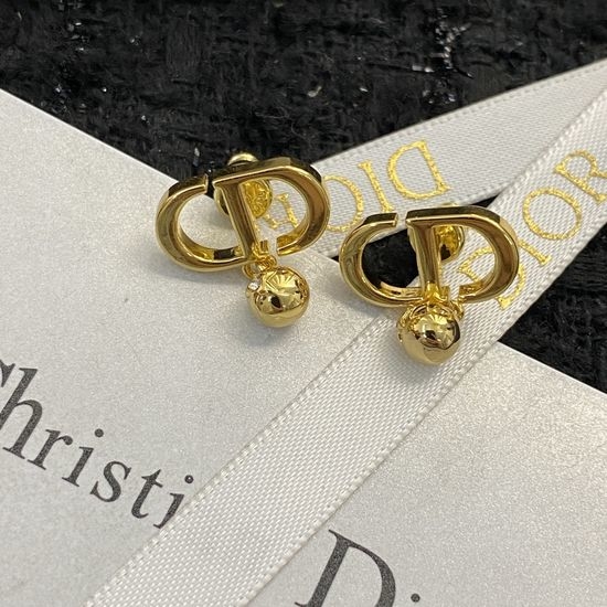 Christian Dior CD Classic Logo Pendant Drop Earrings