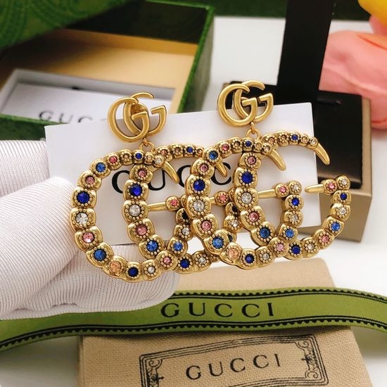 Gucci Colored Diamond Stud Earrings Retro Style
