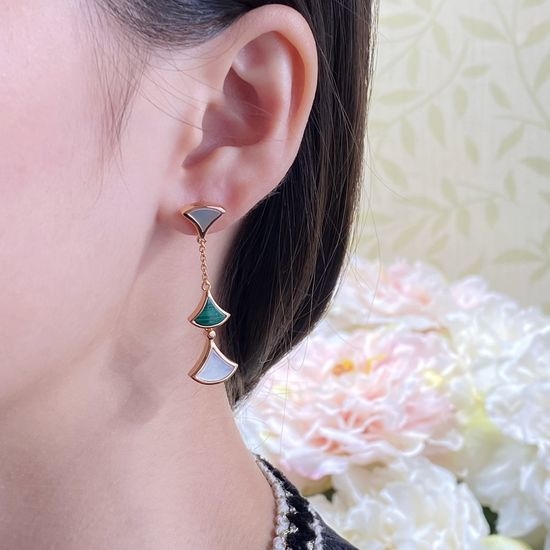 Bvlgari Triple Fan Shape Gemstone Earrings