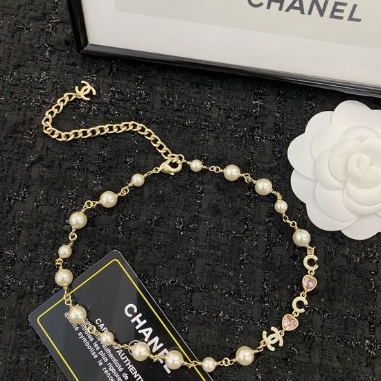 Chanel Pink Resin Bead Choker Necklace