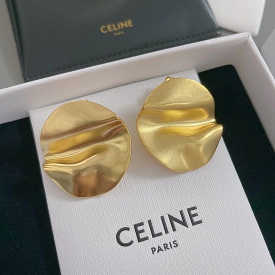 CELINE Vintage Gold Concave-Convex Disc Earrings