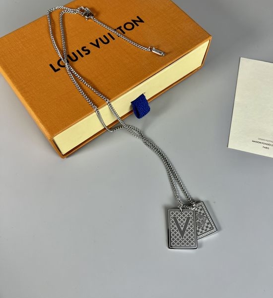 Louis Vuitton LV Engraved Monogram Pendant Necklace