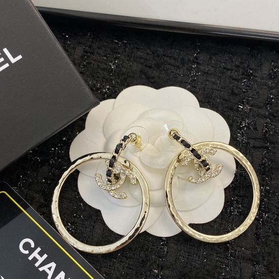 Chanel Rhinestone Circle Stud Earrings