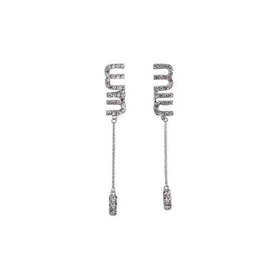 Miu Miu Tassel Crystal Decor Stud Earrings