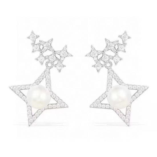 Apm monaco Crystal Pearl Stud Earrings Two Ways Wear
