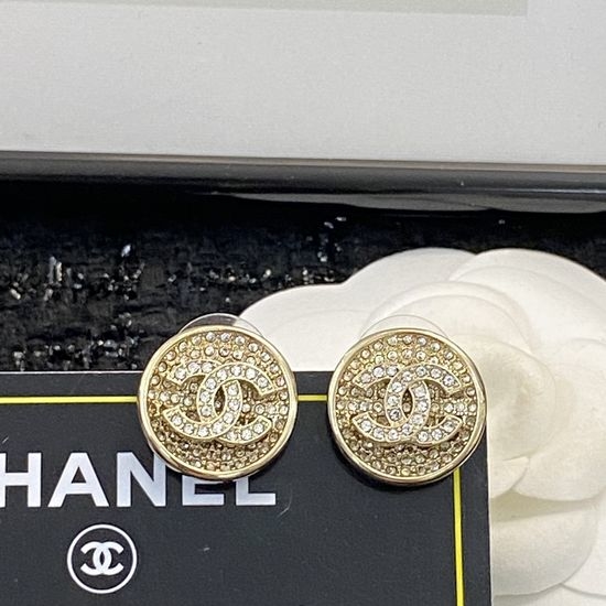 Chanel Diamond Double C Logo Gradient Stud Earrings