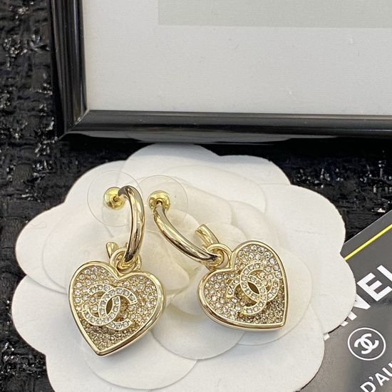 Chanel Popular Chanel Earrings with Full Diamond Logo