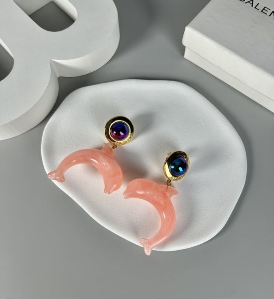 Balenciaga Dolphin Shaped Stud Earrings