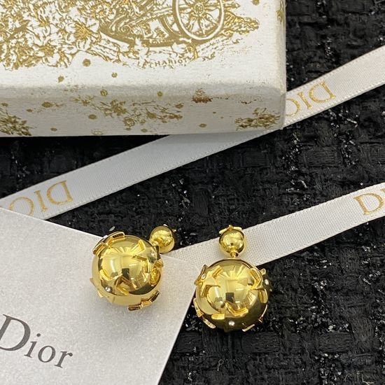 Christian Dior CD Classic Metal Double Ball Dior Earrings