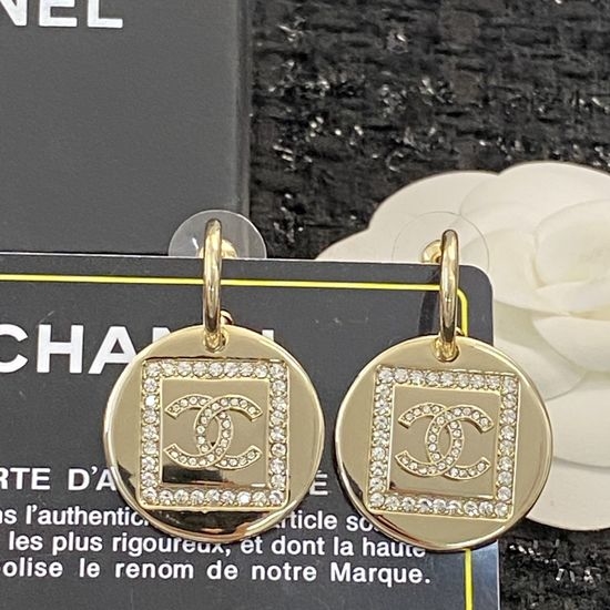 Chanel Vintage Metal Plate Double C Earrings