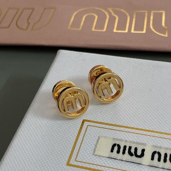 Miu Miu Minimalist Hollow Round Stud Earrings