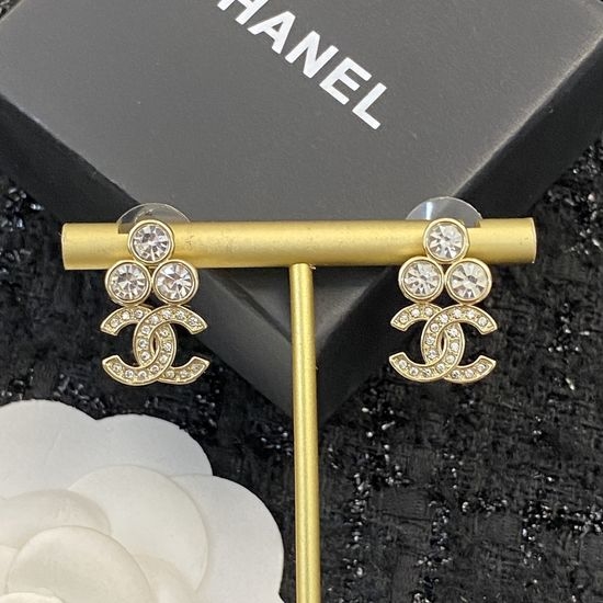 Chanel Light Gold Classic Earrings Timeless Elegant Design