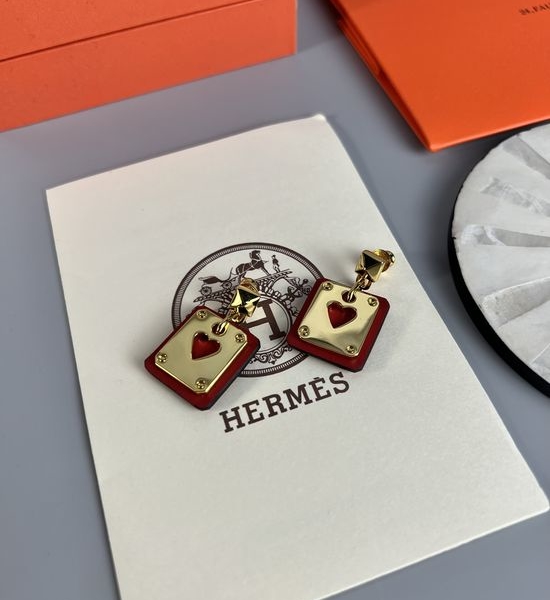 Hermes Calfskin Hollow Heart Earrings