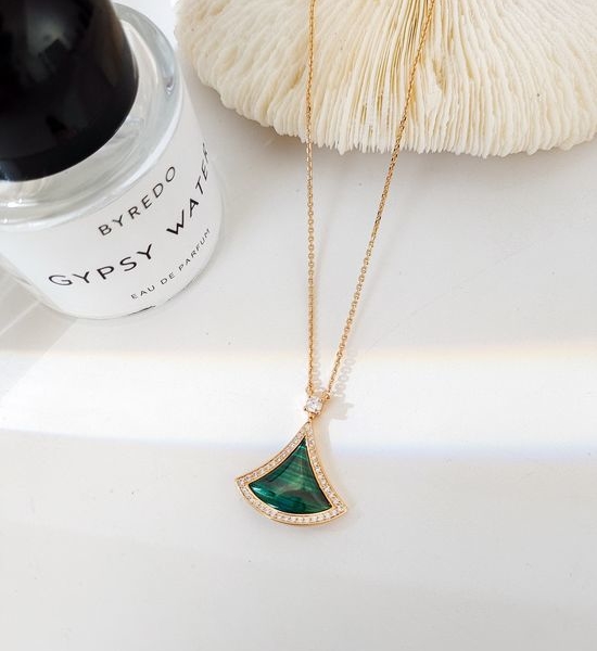 Bottega Veneta BV Fan Shaped Gemstone Pendant Necklace