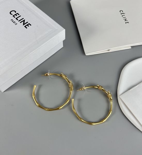 Celine Bamboo Hoop Earrings Trendy Three-dimensional High-end Jewelry