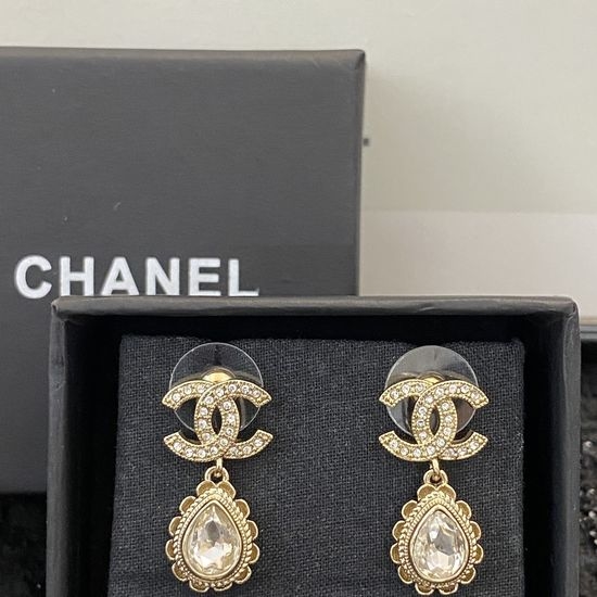 Chanel Light Gold Drop Shaped Earrings