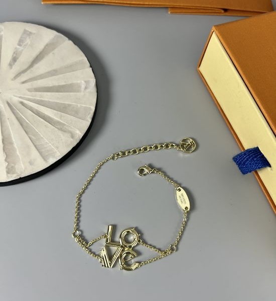 Louis Vuitton LV Love Engraved Brass Bracelet
