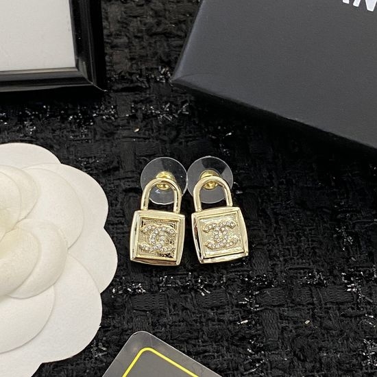 Chanel Vintage Lock Stud Earrings