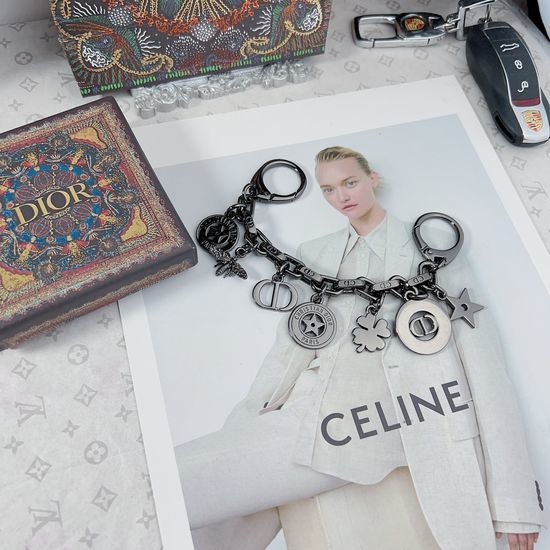 Christian Dior CD Bee Clover Pendant Metal Bag Chain