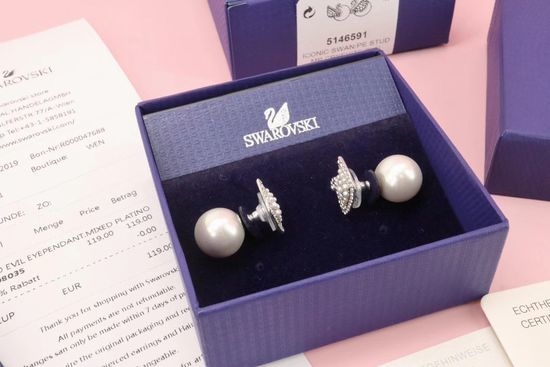 Swarovski Pearl Swan Elegant Earrings
