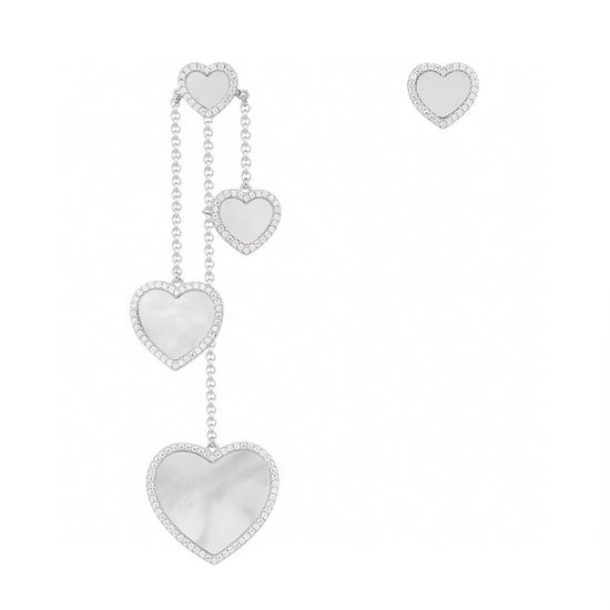 Apm monaco Asymmetric Mother-of-Pearl Heart Earrings