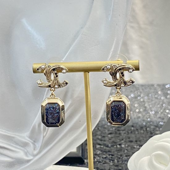Chanel Colorful Gemstone Inlaid Earrings